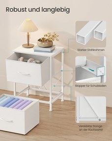 Conjunto de 2 mesas de cabeceira 30 x 39,6 x 52,2 cm com 2 gavetas Tecido Coleção BELLAH brancas