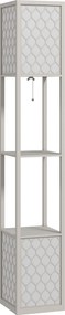 HOMCOM Candeeiro de pé com prateleira 2 lâmpadas 2 prateleiras 4 níveis MDF cinza padrão colmeia 26 x 26 x 156 cm cinza | Aosom Portugal