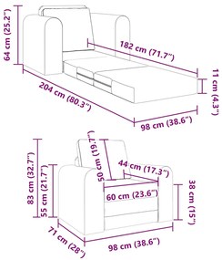 Sofá Cama 2-em-1 Cinza Claro 98x71x83 cm Veludo