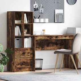 vidaXL Mesa com Armazenamento 2 pcs Carvalho Defumado 100 x 40 x 76 cm