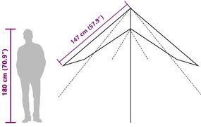 Lona de campismo 360x294 cm impermeável cinzento e laranja