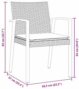 Conjunto de Jantar de Jardim com 5 Peças e Almofadas Preto em Rattan S