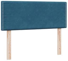 Cama com molas/colchão 120x210 cm veludo azul-escuro