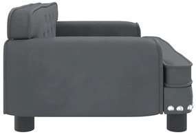 Sofá infantil 70x45x30 cm veludo cinzento-escuro