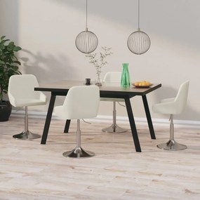 vidaXL Cadeiras de jantar giratórias 4 pcs tecido cor creme