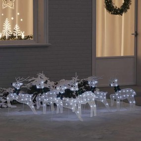 vidaXL Renas de LED 6 pcs Branco tecido