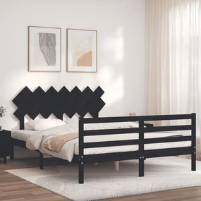 Estrutura de cama King Size com cabeceira madeira maciça preto
