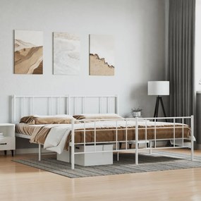 352552 vidaXL Estrutura de cama com cabeceira e pés 183x213 cm metal branco