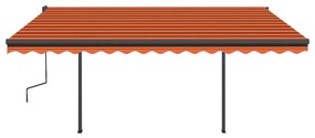 Toldo retrátil manual com postes 4,5x3,5 m laranja e castanho