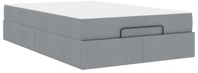 vidaXL Estrutura de cama com colchão 2 pcs Cinzento-claro tecido