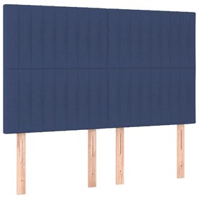 Cama box spring c/ colchão e LED 140x200 cm tecido azul