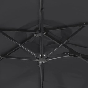 Guarda-sol de jardim com cabeça dupla 316x240 cm preto
