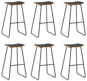 vidaXL Bancos de bar 6 pcs couro artificial preto