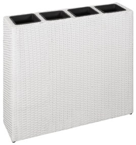 45427 vidaXL Floreira com 4 vasos vime PE branco