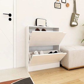 vidaXL Armário p/ sapatos c/ 2 portas contraplacado 59x24x74 cm branco
