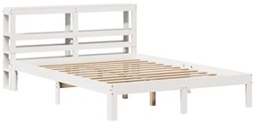 Estrutura de cama c/ cabeceira 150x200 cm pinho maciço branco