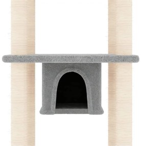 Árvore p/ gatos c/ postes arranhadores sisal 169 cm cinza-claro