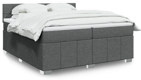 Cama com molas/colchão 200x200 cm tecido cinzento-escuro