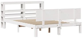 Estrutura cama c/ cabeceira 120x190 cm pinho maciço branco