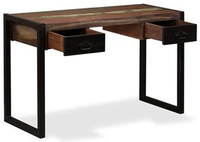 Mesa com 2 gavetas madeira recuperada maciça 120x50x76 cm