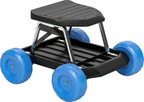 Outsunny Assento de jardim sobre rodas banco de jardinagem bandeja para ferramentas para arrancar ervas daninhas plantar 50 x 49 x 32 cm azul | Aosom Portugal