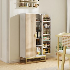 Armário de Cozinha com 2 Portas e 12 Compartimentos Design Moderno com 5 Prateleiras Ajustáveis Branco