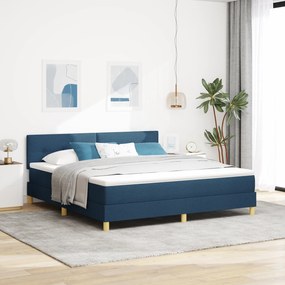 vidaXL Cama Box Spring com Colchão Azul 180x200 cm Tecido
