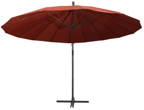 Guarda-sol suspenso 3 m mastro alumínio terracota