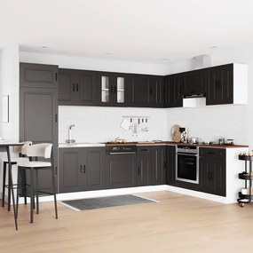 Armário de Cozinha vidaXL 'Kalmar'com Duas Pias Preto em Madeira de Engenharia