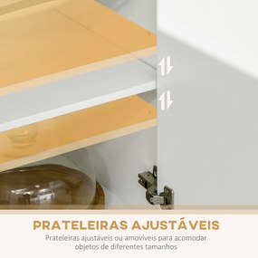 Armário de Cozinha com 4 Portas Bandeja Amovível Prateleira Ajustável Gaveta e Bancada para Micro-Ondas 70x40x180 cm Branco
