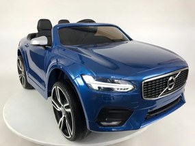 Volvo S90 12v, Carro elétrico infantil módulo de música, assento de couro, pneus de borracha EVA Azul