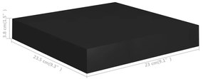 Prateleiras de parede suspensas 2 pcs 23x23,5x3,8cm MDF preto