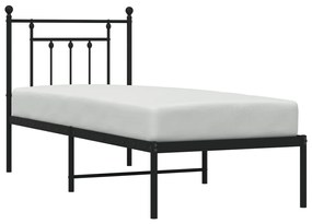 Estrutura de cama metal s/ colchão c/ cabeceira 75x190 cm preto
