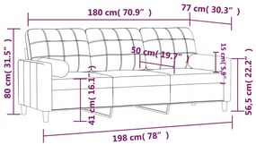 Sofá Mafra - De 3 Lugares - Com 2 Almofadas Decorativas - Cor Cinzento