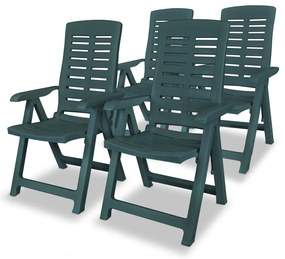 vidaXL Cadeiras de jardim reclináveis 4 pcs plástico verde