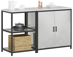 Conjunto de Armazenamento de Cozinha com prateleira 2 pcs Prata