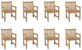 Cadeiras de exterior 8 pcs madeira de teca maciça