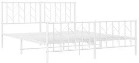 Estrutura de cama com cabeceira e pés 160x200 cm metal branco