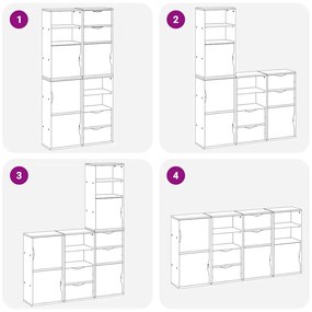 Móveis de apoio 4 pcs ODDA pinho de madeira maciça branco