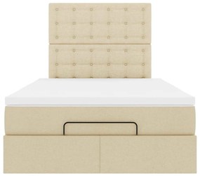 Estrutura de cama otomana com colchão 120x190 cm tecido creme