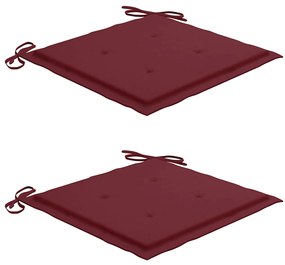Conjunto bistrô c/ almofadões vermelho tinto 3 pcs teca maciça