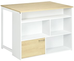 HOMCOM Mesa Alta Extensível com Lateral Dobrável Mesa de Bistró com Compartimentos de Armazenamento e 1 Porta para Cozinha Sala de Jantar 116x79,5x91 cm Branco