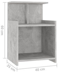 Mesas de cabeceira 2 pcs 40x35x60cm contraplacado cinza cimento