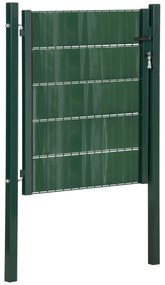 HOMCOM Porta de Vedação de Jardim Aço com Tecido Opaco Maçaneta de Fechadura 3 3 Chaves Porta de Vedação para Exterior Pátio Terraço 97x150cm Verde