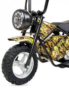 Mini moto eléctrica 300W 36V para crianças +5 anos, até 70Kg inclui 1 par de rodas Amarela Dragão