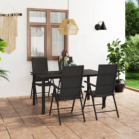 vidaXL 5 pcs conjunto de jantar para jardim preto