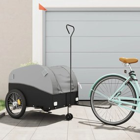 vidaXL Reboque para bicicleta 45 kg ferro preto e cinza