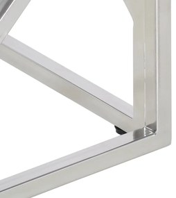 Mesa de centro aço inoxidável e vidro temperado prateado