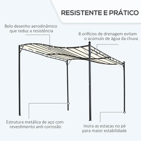 Pérgola de Jardim 3x3m Pérgola Montada na Parede com Toldo e 16 Orifíc