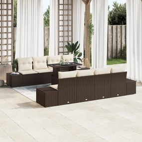 Conjunto de Sofás de Jardim de 7 Peças com Almofadas Castanho em Ratta